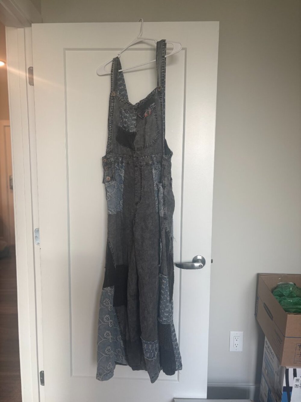 Oli and Hali Black Cotton Overalls with Patchwork Size Large